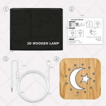 3D LED ДЕРЕВЯННАЯ ЛУНА НОЧНИК, ПОДАРОК