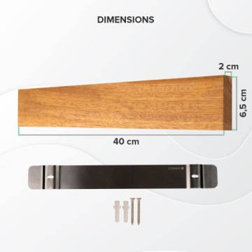 Магнитная полоса для ножей 40 см, дерево акация.