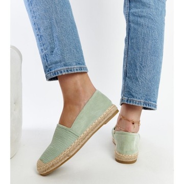 Zielone Tkanina Buty Damskie Espadryle r.39