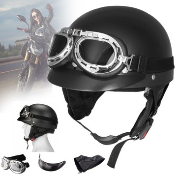 МОТОЦИКЛЬНЫЙ ШЛЕМ ДЛЯ ВЗРОСЛЫХ ПОЛУОТКРЫТЫЙ МОТОШЛЕМ С ЗАЩИТНЫМИ ОЧКАМИ