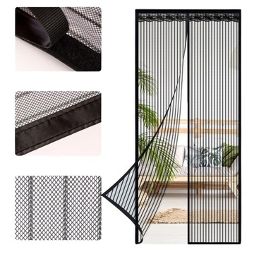 MOSKITIERA MAGNETYCZNA NA DRZWI CZARNY 80x220cm