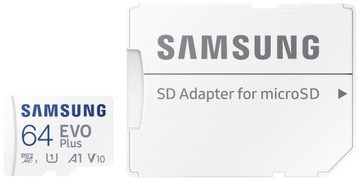Карта памяти Samsung EVO+ micro SDXC 64 ГБ, 130 МБ/с.