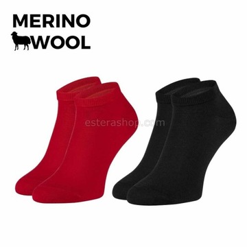 Zestaw stopek merino wool czerwone/czarne 43/46