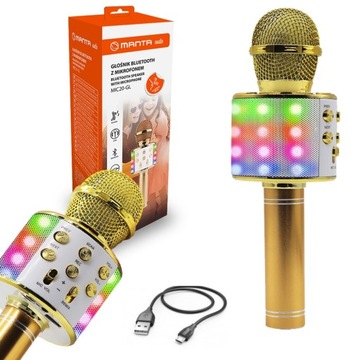 Mikrofon Karaoke Zabawka Dla Dzieci Z Głośnikiem ECHO Manta Bluetooth LED