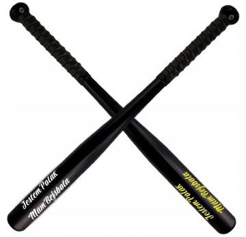Kij Baseballowy Bejsbolowy Metalowy Czarny 25Cali Jestem Polak Mam Bejsbola