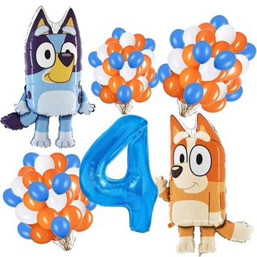 ZESTAW BALONÓW NA 4 URODZINY BLUEY BINGO 33SZT