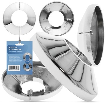 Rozeta ROZETKA MASKUJĄCA Rur 28 mm CHROM Maskownica Grzejnika Dzielona