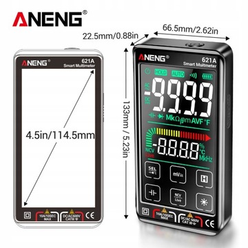 ANENG 621A ЦИФРОВОЙ МУЛЬТИМЕТР С СЕНСОРНЫМ ЭКРАНОМ