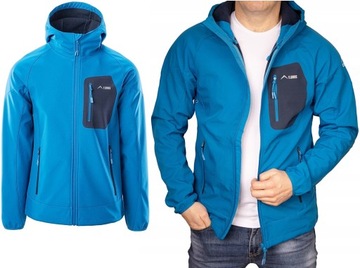 Softshell ELBRUS Kurtka męska z kapturem niebieska L przeciwdeszczowa