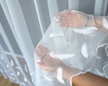 Длина Современная белая штора Маркизет с вышивкой перьями высота 180 см