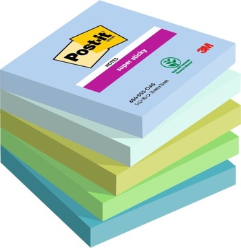 Post-it Super Sticky karteczki samoprzylepne zielono-niebieskie 5x 90 sztuk