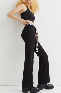 Rozszerzane spodnie z diagonalu Low Waist Jeans H&M r.42 BOOTCUT