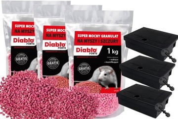 GRANULAT NA MYSZY SZCZURY GRYZONIE TRUTKA GRANULOWANA 3KG + KARMNIKI