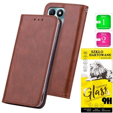 Etui Portfel Case STOJAK MAGNES KOLORY OBUDOWA + SZKŁO 9H do Honor X6a
