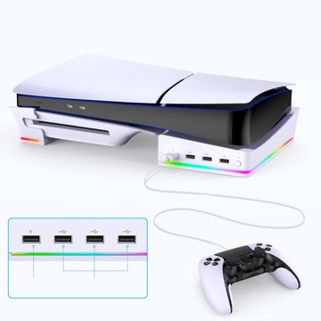 ГОРИЗОНТАЛЬНАЯ ПОДСТАВКА+4 USB PLAYSTATION 5 SLIM 2023 ГОРИЗОНТАЛЬНАЯ ПОДСТАВКА ДЛЯ PS5 Slim