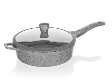 PATELNIA GŁĘBOKA z pokrywą ALUMINIUM 28 cm GRANITE