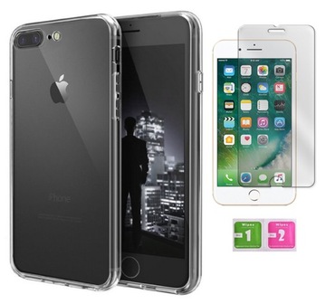 Etui silikonowe 2mm do IPHONE 7 PLUS 8 PLUS obudowa case + szkło na ekran