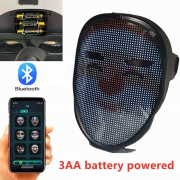 MASKA Bluetooth światło RGB Up maska LED obraz DIY