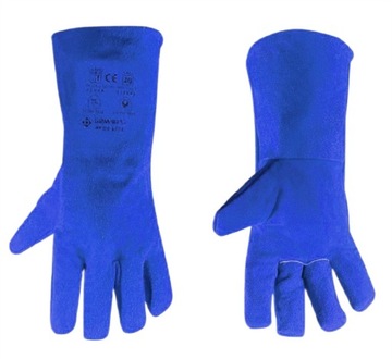 ПЕРЧАТКИ РАБОЧИЕ КОЖАНЫЕ ЖАРОСТОЙКИЕ ДЛЯ КАМИНА-ГРИЛЯ-КАЗАНА СИНИЕ