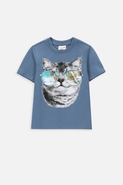 Chłopięca Koszulka 116 Niebieska T-shirt Chłopięcy Z Kotem Coccodrillo WC4