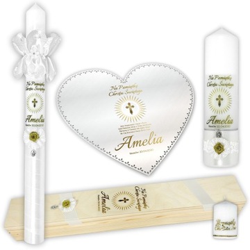 СВЕЧИ И КРЕЩЕННАЯ ОДЕЖДА, НАСТОЛЬНАЯ КОРОБКА + ПОДАРОК