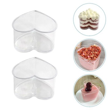 10 Pcs Cup With Lid Heart Shaped Air Pudding Tiramisu Replaceable Party Hou