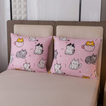 Постельное белье 160x200 + 2 наволочки 70x80 Комплект постельного белья дизайн KOTKI Pink