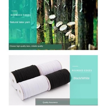 Elastyczny sznurek do ubrania Sukienka 6mm Czarny