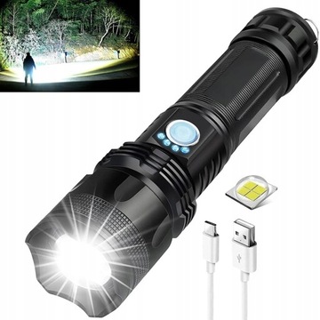 Portable LED Flashlight Powerful Bright USB
