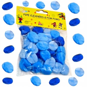 KOLOROWE POMPONY NIEBIESKIE OZDOBNE ARTYKUŁY