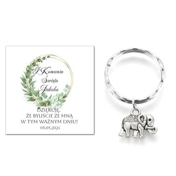 PODZIĘKOWANIE DLA GOŚCI UPOMINEK BRELOK SŁONIK KOMUNIA PAMIĄTKA