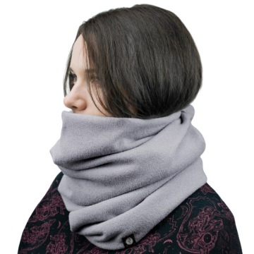 DAMSKI KOMIN SZALIK NA ZIMĘ CIEPŁY SZARY ROZM. S