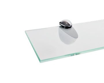 Półka szklana łazienkowa przezroczysta szkło 4 mm float z uchwytami 10x50cm