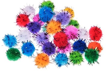 022 POMPONY DEKORACYJNE WŁOCHATE 1CM 100 SZT MIKS
