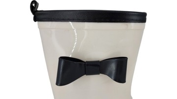 ДЕТСКИЕ РЕЗИНКОВЫЕ БОТИНКИ С УЗОРОМ БАНТ КРЕМОВО-ЧЕРНЫЕ r26