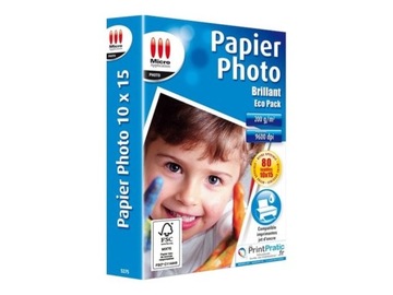 Papier photo brillant - 10 x 15 cm 200g/m² - 80szt