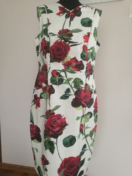 Sukienka R 16 XL 42 44 Kwiaty Śliczna Róże Bawełna