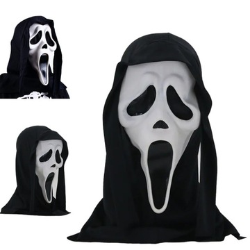 MASKA KRZYK Z KAPTUREM MASKI SCREAM HALLOWEEN
