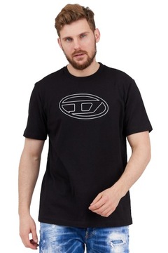 DIESEL Czarny t-shirt męski z wytłaczanym logo r S