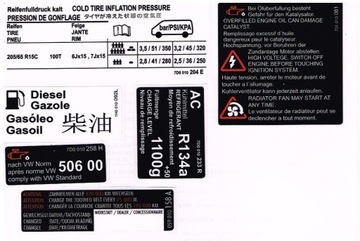 ZESTAW NAKLEJEK SERWISOWYCH T4 6-PACK