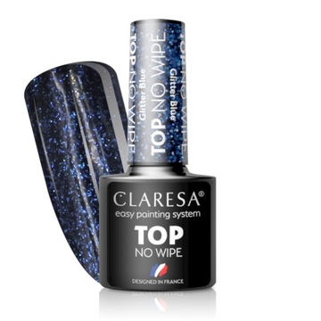 Claresa гибридный топ для ногтей с блестками без вытирания 5 мл
