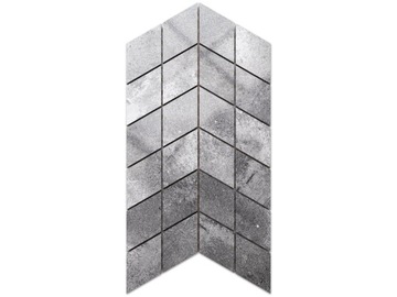 MOZAIKA GRESOWA DOUBLE CHEVRON CIEMNA SZARA POŁYSK