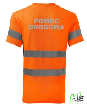 Оранжевая футболка со светоотражающими полосами и надписью ROADSIDE ASSISTANCE