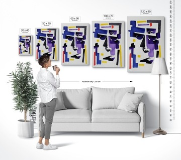 Картина на холсте гостиная спальня абстрактное лицо красочное ABST00016 60x90