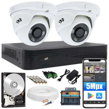 ZESTAW MONITORINGU 2 KAMERY 5MPX KOPUŁKI DYSK P2P