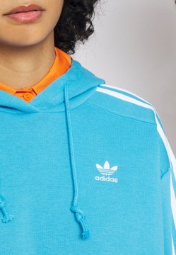 Adidas niebieska krótka luźna bluza kapturem 32