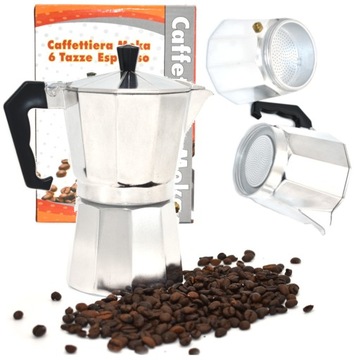 Kawiarka Zaparzacz do Kawy 6 kaw aluminiowa 300ml