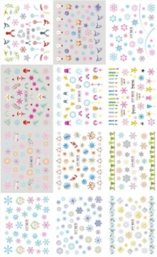 Водные наклейки для ногтей Рождественские снежинки H69