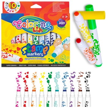 ORYGINALNE FLAMASTRY Z PIECZĄTKAMI COLORINO 10 SZT