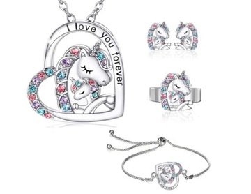 Ожерелье Серьги Браслет Комплект колец Комплект единорога Комплект лошади